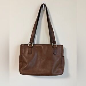 St Johns Bay Women's Vintage Brown Leather Buckle Shoulder Bag Y2K 90s